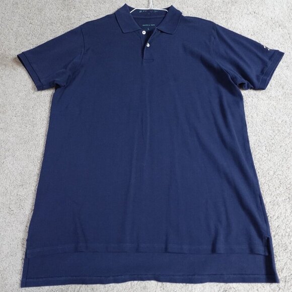 B Draddy Polo Shirt L Blue Solid Embroidered Stanwich Pima - Picture 1 of 7